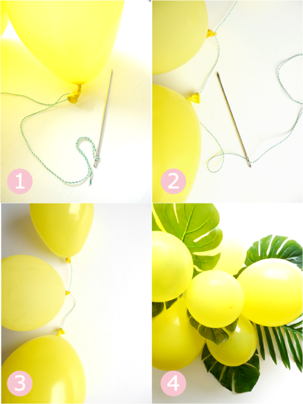 Enfeite balões e folhas para festa tropical passo a passo